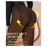 Tyusatu Fleece Lined Tights Leggings Women Black,Fleece Lined Tights Thermal Warm or Winter Skintone Sheer size M