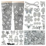 DoDoBeads 81 Pcs Junk Socks Charms Kit, Silver Shoe Charms for Sneakers, Brooches and Pins for Women, ShoeCharms with Bows, Sneakers DIY Kit with Pearls Rhinestones