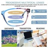 MAEOWN 4 Pack Progressive Multifocal Reading Glasses for Women, Blue Light Blocking Computer Readers with Spring Hinge (Mix Color, 2.75, x)