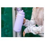 Ello Cooper 32oz Stainless Steel Water Bottle with Straw and Carry Handle, Double Walled and Vacuum Insulated Metal, Leak Proof Locking Lid with Soft Silicone Spout, Reusable, BPA Free, Lilac