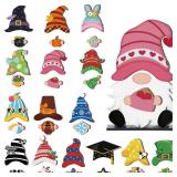 Blulu 32 Pcs Interchangeable Wooden Gnome Decor Valentines St. Patrick