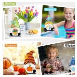 Blulu 32 Pcs Interchangeable Wooden Gnome Decor Valentines St. Patrick