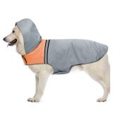 Dog Raincoat with Reflective Strips | Ultra-Light Breathable Waterproof Jacket with Adjustable Hood - Suitable for Small, Medium & Large Dogs (Grey, XXL)