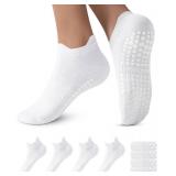 DIBAOLONG Pilates Grip Socks for Women - Non Slip Yoga & Workout Socks, 4 Pairs