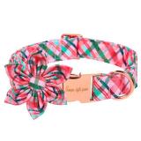 Unique style paws Cotton Dog Collar with Bow Winter Christmas Puppy Collar with White & Red Grid for Small Medium Large Boys Girls Dogs