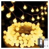 JMEXSUSS 100 LED Connectable Globe String Lights Indoor Bedroom, 33ft Warm White Christmas Lights Plug in with Remote, 8 Modes Hanging Fairy Light Outdoor for Room Classroom Party Valentine Day Decor