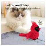 AIPERRO Flapping Cardinal Cat Toys, Interactive Cat Exercise Toy with Lifelike Bird Chirp, USB Rechargeable Automatic Cat Kicker Catnip Toys for Bored Indoor Adult Cats Kittens