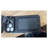 SSLOTSCASE for iPhone 15 Pro Case with Card Holder & Stand, Dark Black