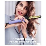Rotating Curling Iron 1 inch for All Hair Types-Rapid Heating Automatic Curling Iron-Self Hair Curler-zavarea Professional Curling Wand with Long Titanium Barrel-Dual Voltage