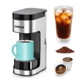 CHULUX Upgrade Single Serve Coffee Maker Machine for K Cup and Grounds with 2 Mins Brew One Cup, 3 Brew Choices, Removable 14oz Reservoir & Drip Tray