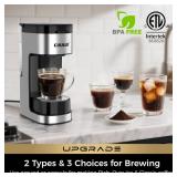 CHULUX Upgrade Single Serve Coffee Maker Machine for K Cup and Grounds with 2 Mins Brew One Cup, 3 Brew Choices, Removable 14oz Reservoir & Drip Tray