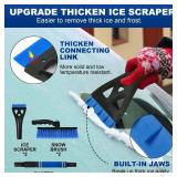 2Pack Ice Scrapers for Car Windshield, 2-in-1 Snow Scraper and Snow Brush for Car SUV Truck, Car Ice Windshield Scraper for Ice and Snow with 360Â° Pivoting Brush and Ergonomic Foam Grip Blue Orange