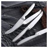 TAFAAL Stainless Steel Knives, Corrosion Resistant, Sharp Blade, Stainless Steel Handle, Kitchen Table Knife (Silver, Steak 8)