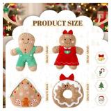 Thyle 4 Pcs Gingerbread Christmas Throw Pillows Plush Gingerbread House Men Women Donut Shaped Pillow for Bed Christmas Decoration Winter Holiday Party Bedroom Cushion Decor