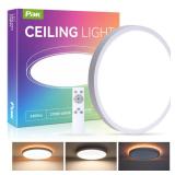 Pak 12 Inch LED Flush Mount Ceiling Light Fixture with Night Light, 24W Modern Ultra-Thin Ceiling Lamp with Remote, 2400LM Dimmable, 2700K-6500K Adjustable Color Temperature, for Bedroom Living Room