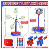 2 IN 1 Shooting Games Toys for Boys 5, 6, 7, 8, 9, 10+ Year Old, Moving Shooting Target and Standing Digital Targets with 2 Toy Guns, 24 Foam Balls, Kids Outdoor Game, Christmas Birthday Gift for Kids