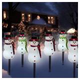 Christmas Pathway Lights Outdoor Decoations, Solar LED Snowman Stake Lights, Waterproof Walkway Landscape Light for Winter Yard, Garden Decor (Cool White, 3 Pack)