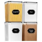 PRAKI Large Airtight Food Storage Containers 5.2L / 195oz, 4pcs Pantry Kitchen Organizers and Storage for Flour, Sugar, Baking Supplies, BPA Free, Plastic Flour Containers with 20 Labels & Maker