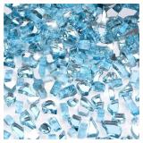 GasSaf 1/4 Inch Fire Glass Reflective Tempered Fireglass Cut Crushed FireGlass for Fire Pit, Fireplace, Replaces Existing Gas Logs & Lava Rocks (10 Pound)(Caribbean Blue)