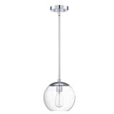 Design House Gracelyn 1-Light Dimmable Pendant Light, Seeded Glass, Polished Chrome, 9.06 in x 9.06 in x 48.23 in, 588509-PC