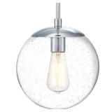 Design House Gracelyn 1-Light Dimmable Pendant Light, Seeded Glass, Polished Chrome, 9.06 in x 9.06 in x 48.23 in, 588509-PC