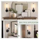 Loiogohot Wall Sconces Set of Two,Black Modern Wall Lighting 16\" Bathroom Sconces Wall Lighting 60W with Clear Glass Shade for Living Room Corridor Mirror Bedroom Stairs