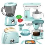 Shemira Play Kitchen Accessories, Play Kitchen Appliances Toy Set with Coffee Maker, Blender, Mixer, Toaster, Kids Kitchen Playset, Toys for 3 4 5 6 7 8 Year Old Girls, Birthday Gifts for Girls
