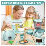 Shemira Play Kitchen Accessories, Play Kitchen Appliances Toy Set with Coffee Maker, Blender, Mixer, Toaster, Kids Kitchen Playset, Toys for 3 4 5 6 7 8 Year Old Girls, Birthday Gifts for Girls