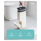 Baffect 2 Liter White Slim Bathroom Trash Can with Lid and Toilet Brush Holder