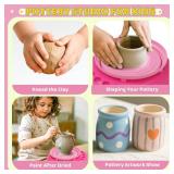 Weilim Pottery Wheel for Kids Complete DIY Pottery Painting Kit for Ages 8-12 Beginners with 4 Air-Dry Clay Packs and Tools, Arts Supplies Toys Birthday Gift for Boys Girls 6+ Years Old (Pink)