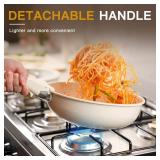 Astercook 23 Pcs Pots and Pans Non Stick Ceramic Cookware Set Detachable Handle, RV Stackable Kitchen Cooking Set Removable Handles, Oven Safe, Induction Ready, Cream White