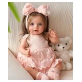 BABESIDE Lifelike Reborn Baby Dolls Dara - 20 Inch Realistic-Newborn Baby Doll Brown Hair Girl Handmade Real Life Toddler Dolls with Clothes and Toy Accessories Gift for Kids Age 3+