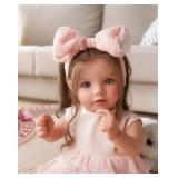 BABESIDE Lifelike Reborn Baby Dolls Dara - 20 Inch Realistic-Newborn Baby Doll Brown Hair Girl Handmade Real Life Toddler Dolls with Clothes and Toy Accessories Gift for Kids Age 3+