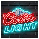 Beer Neon Sign LED Neon Beer Bar Signs for Man Cave Decor Beer Logo Sign with Mountain Pattern Printing Chill Mountain Home Bar Sign (Beer Logo)