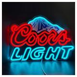 Beer Neon Sign LED Neon Beer Bar Signs for Man Cave Decor Beer Logo Sign with Mountain Pattern Printing Chill Mountain Home Bar Sign (Beer Logo)