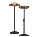 TUTOTAK Tall Round Side Table, Small End Tableï¼Set of 2ï¼Drink Table, Pedestal Side Table, livingroom, Brown TB01BB0962