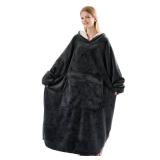 Krifey Big & Tall Wearable Blanket Hoodie with Cat Pocket, Extra Long Oversized Fleece Blanket for Adults, Cozy Birthday Gifts, Christmas Gifts
