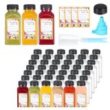 Dabacc Juice Bottles, 45Pcs 8oz Plastic Juice Bottles with Caps Airtight Reusable Clear Empty Water Containers Includes Label Funnel Brush for Juicing Drinking Beverage Smoothies Fridge (8oz)