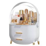 NestOrganix Makeup Organizer Skincare Organizers - Cosmetic Display Cases with Transparent Cover, SkinCare Organizers for Bathroom Countertop, Bedroom Vanity Desk, Lipstick Organizer, White Upgarde