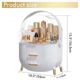 NestOrganix Makeup Organizer Skincare Organizers - Cosmetic Display Cases with Transparent Cover, SkinCare Organizers for Bathroom Countertop, Bedroom Vanity Desk, Lipstick Organizer, White Upgarde