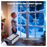 Minetom Christmas Snowflake Lights - 13ft 192LED Snowflake Icicle Lights with 16 Drops, 12 Modes and Timer, IP65 Waterproof Connectable Christmas Light for House Eave Window Indoor Outdoor Decoration