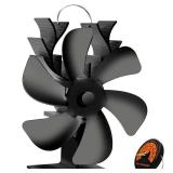TNELTUEB Wood Stove Fan Heat Powered,Fireplace Fan with Magnetic Thermometer, Heat Activated Fan for Wood Burning Stove,Quiet Operation Circulating Warm Air,Non-Electric Fan for Wood Log Burner Stove