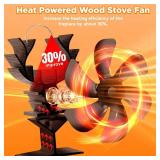 TNELTUEB Wood Stove Fan Heat Powered,Fireplace Fan with Magnetic Thermometer, Heat Activated Fan for Wood Burning Stove,Quiet Operation Circulating Warm Air,Non-Electric Fan for Wood Log Burner Stove