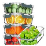 VERONES 5 Pack 36 OZ Glass Meal Prep Containers, Airtight Glass Lunch Containers Set, Glass Food Storage Containers with Lids,Exclusive of BPA, for Microwave, Oven, Freezer & Dishwasher Friendly,Grey