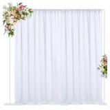 Wokceer 10 FT Backdrop Stand Heavy Duty Pipe and Drape Kit, Adjustable White Backdrop Stands for Wedding Photo Booth Background Birthday Party Exhibition Decoration