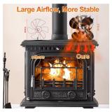 VODA Wood Stove Fan Heat Powered Fireplace Fan No Electric, Heat Activated Thermal Fan for Wood Burning Stove/Log Burner, Fireplace Accessories