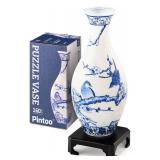 Pintoo 3D Puzzle Vase Unique Flower Vase Made by 160 Curved Plastic Puzzle Pieces House Warming Gift for Flower Arrangements and Home Decoration - [S1025] (Translucent, Magpies on Plum Tree)