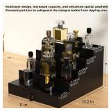 LOYUDEQIU Cologne Organizer for Men - 5-Tier Perfume Display Stand with Drawer, Premium Black Wood Storage for Fragrance Collection, Ideal Gift for Men (Black)