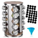 dasaka Rotating Spice Rack Organizer with Jars(20Pcs), Seasoning Organizer for Cabinet, Kitchen Spice Racks for Countertop, Revolving Stainless Steel Spice Organizer