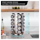 dasaka Rotating Spice Rack Organizer with Jars(20Pcs), Seasoning Organizer for Cabinet, Kitchen Spice Racks for Countertop, Revolving Stainless Steel Spice Organizer